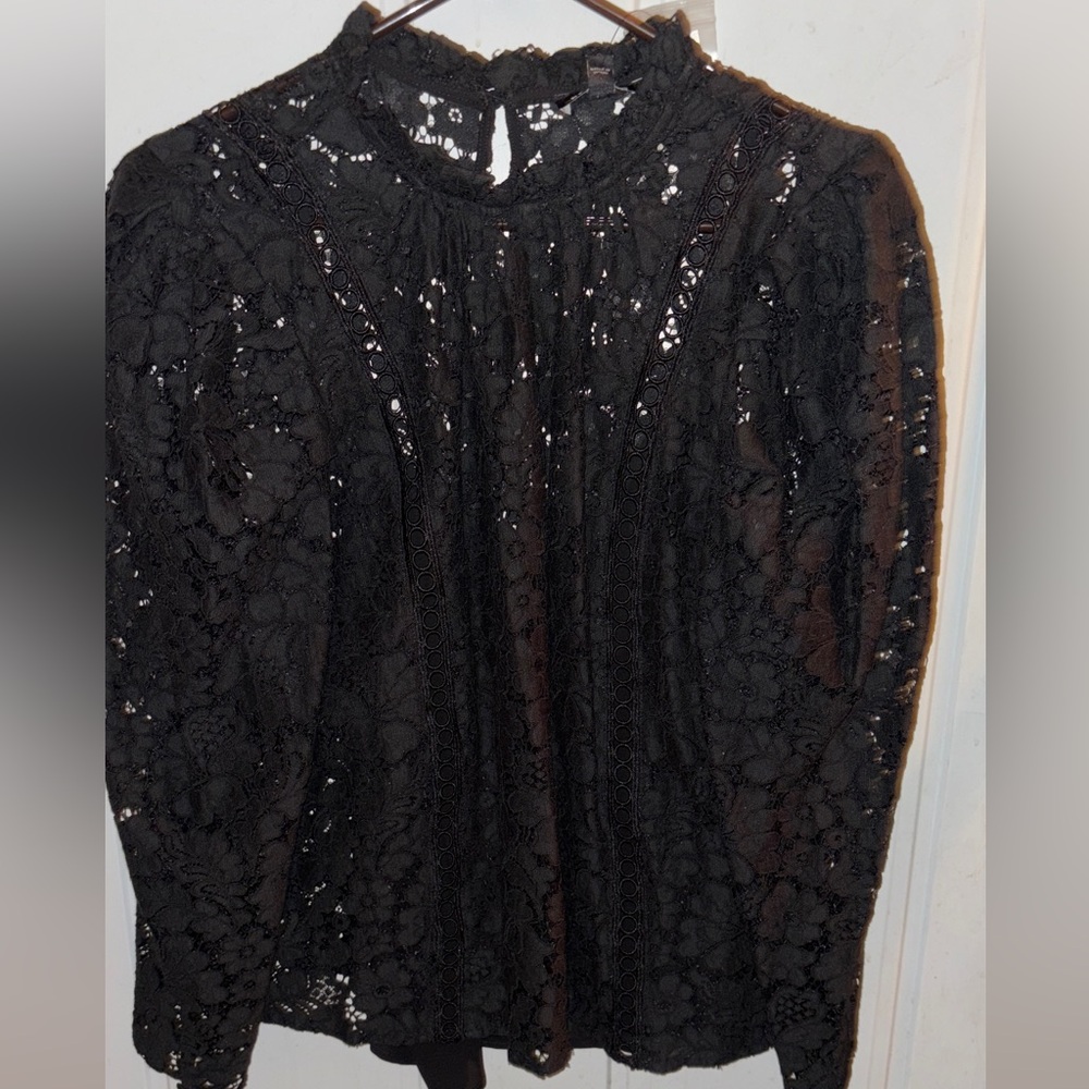 Express Elegant Black Lace Blouse